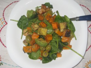 Deliciously Ella Roasted Squash Avocado Olive Rocket Salad