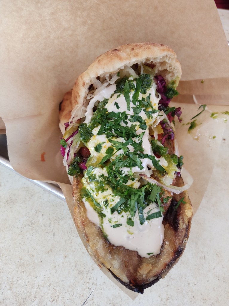 A pita with aubergine sabich