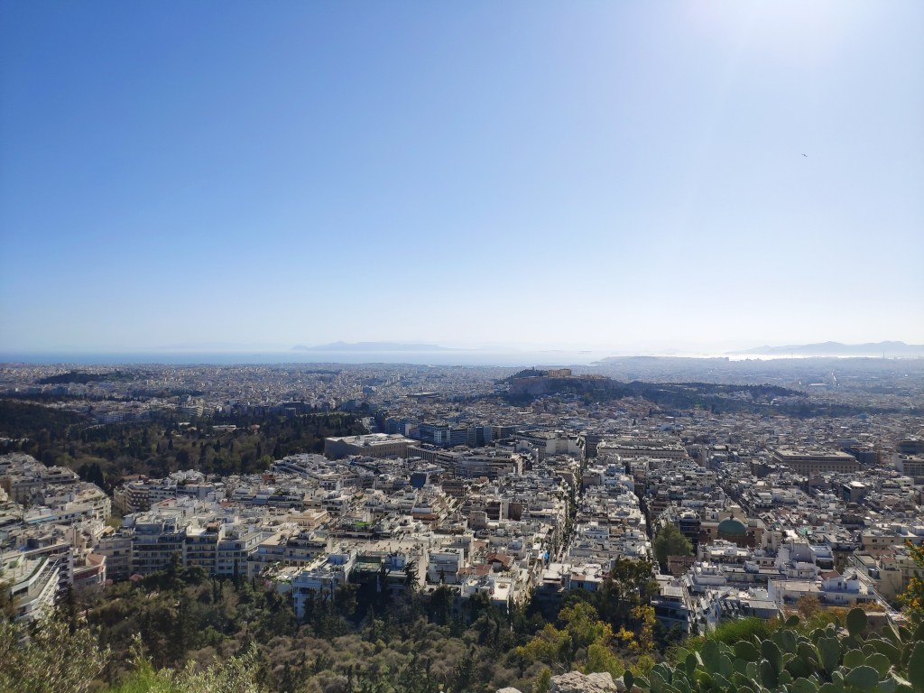 The view of Athens out to sea from Lycabettus Hill