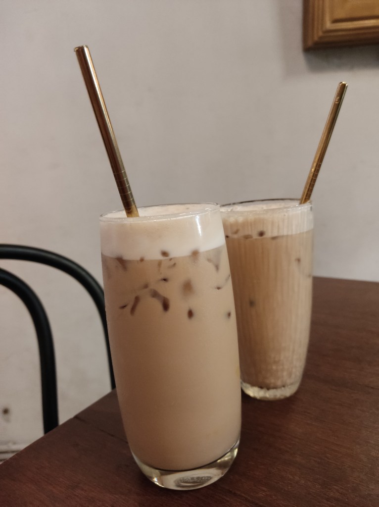 Two glasses of milky tea