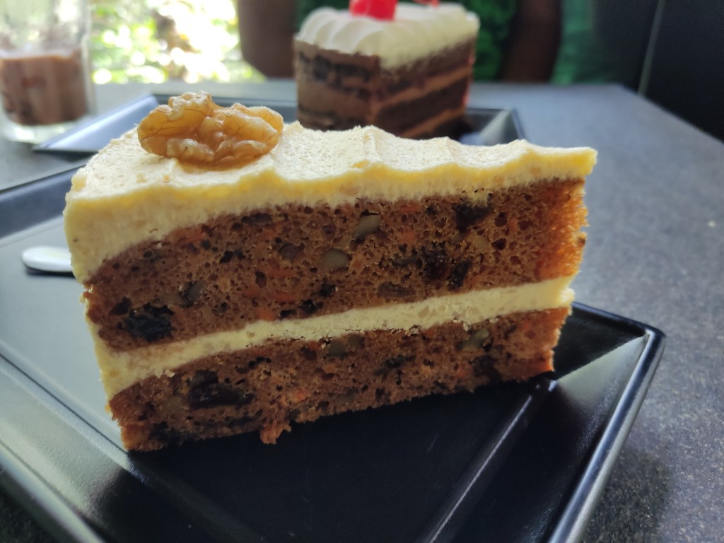 A slice of carrot cake
