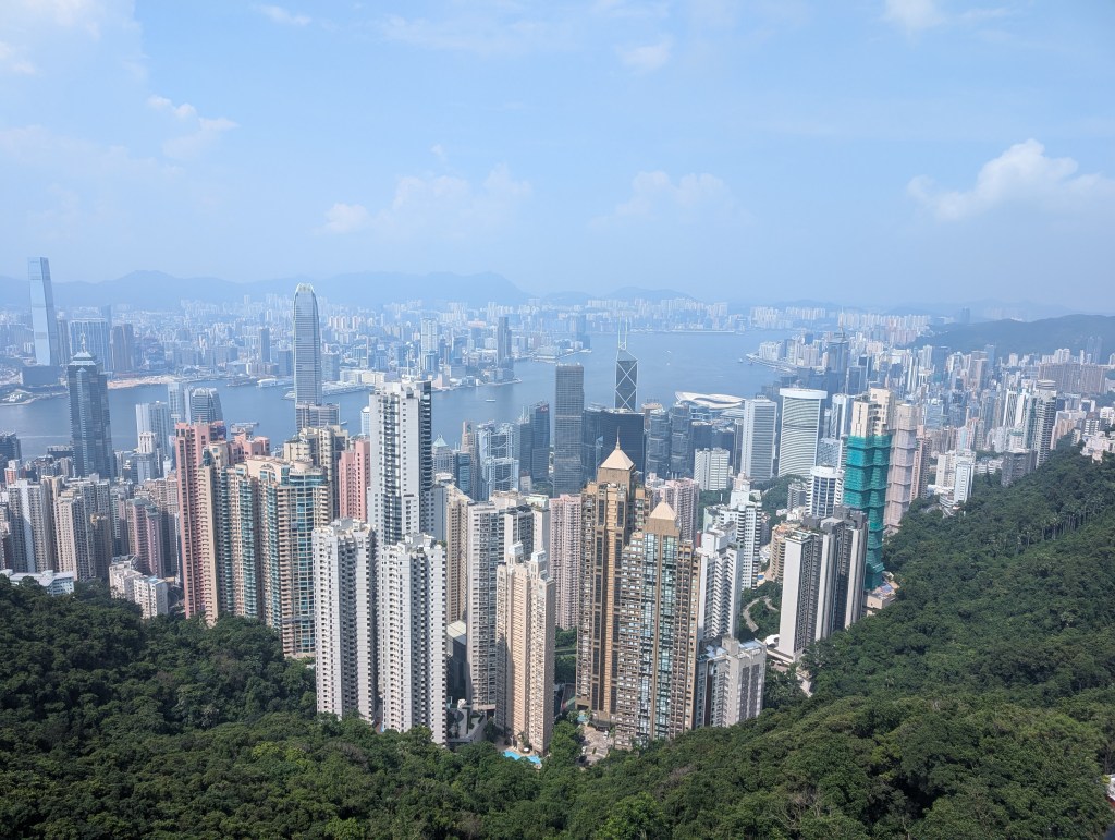 Skyscrapers viewed from above at the peak
