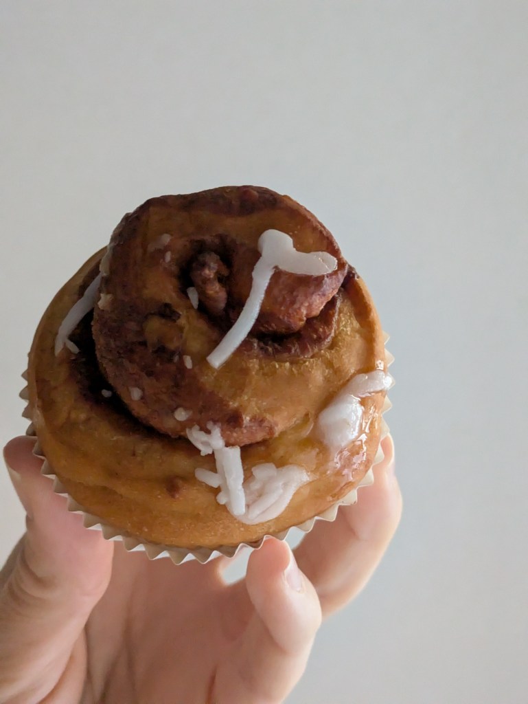 A cinnamon roll