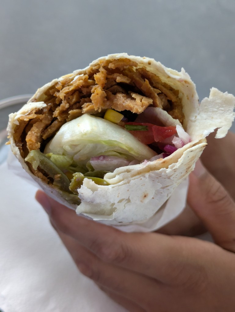 Inside the vegan doner durum