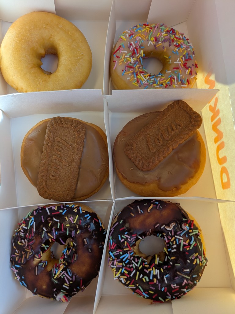 A box of six doughnuts
