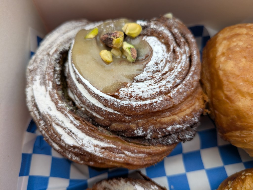 A citrus pistachio swirl