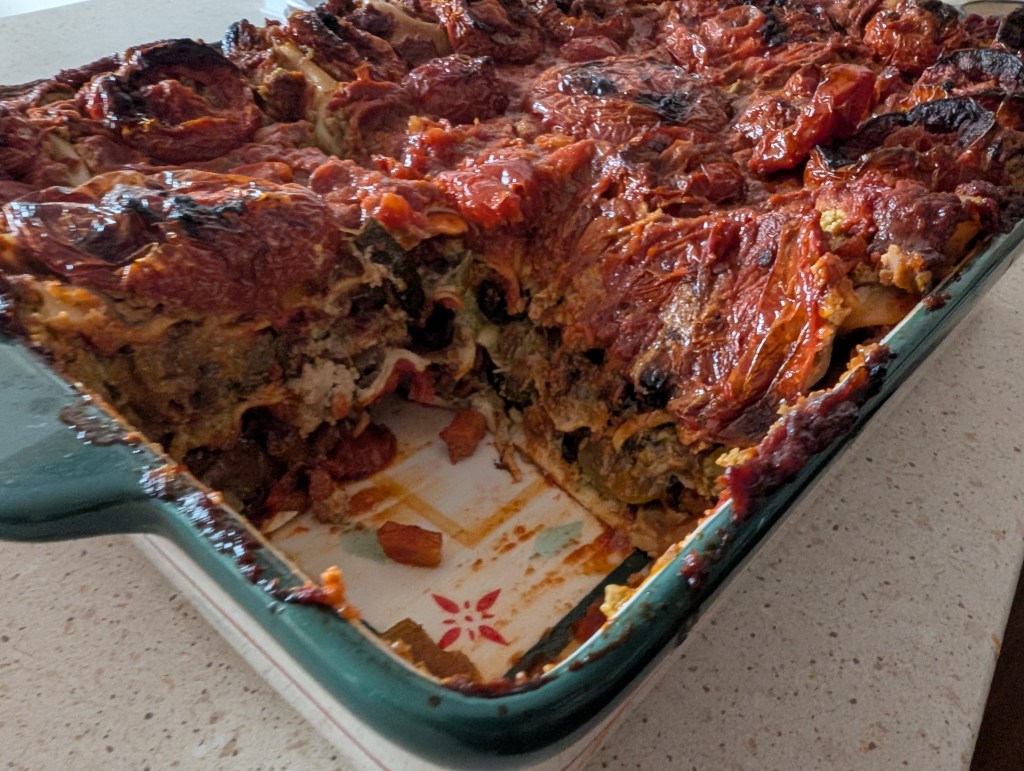 A huge dish of lasagna