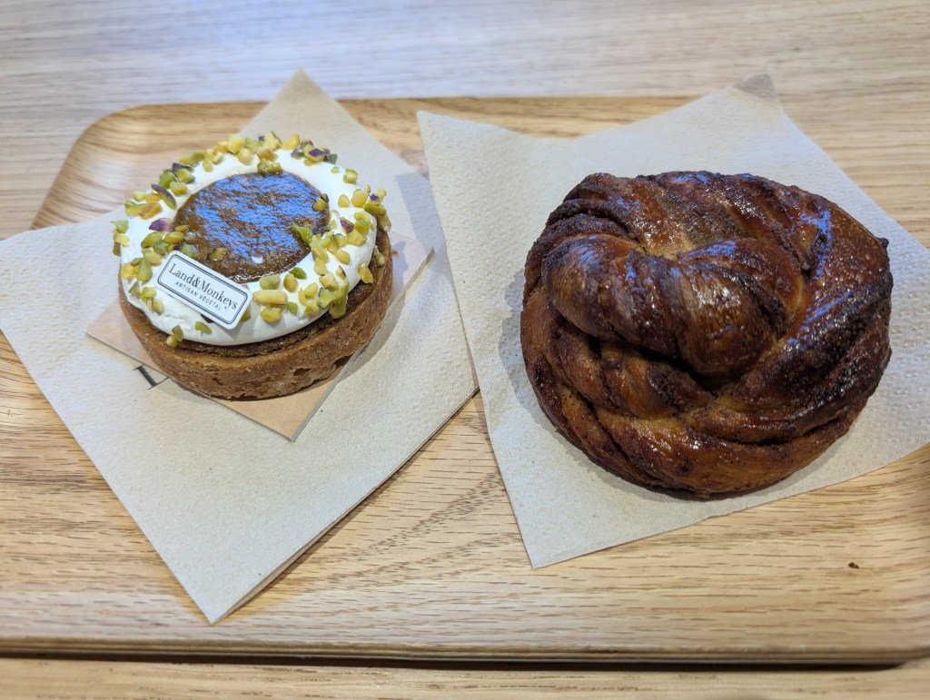 Two pastries on a tray 