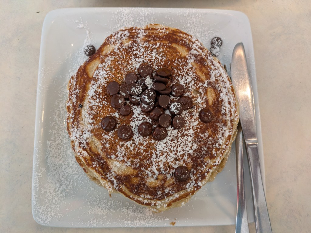 Pancakes topped with chocolate chips